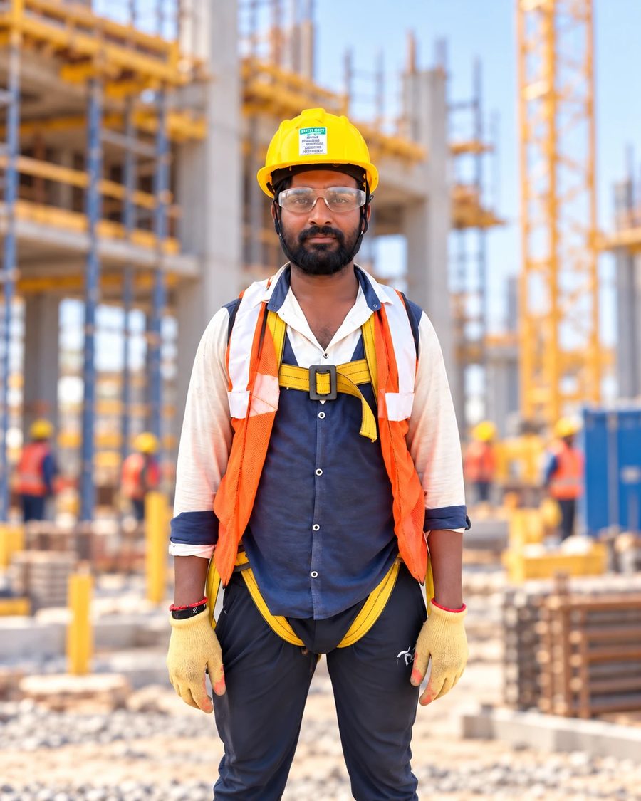 PTPL site supervisor in safety harness on site